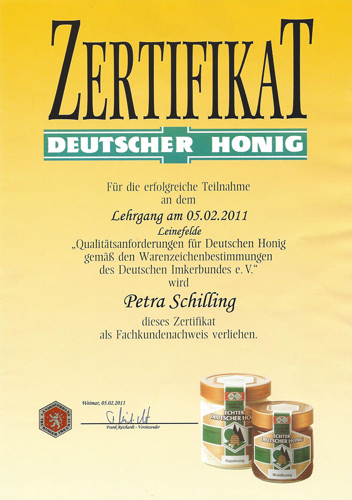 Zertifikat Deutscher Honig